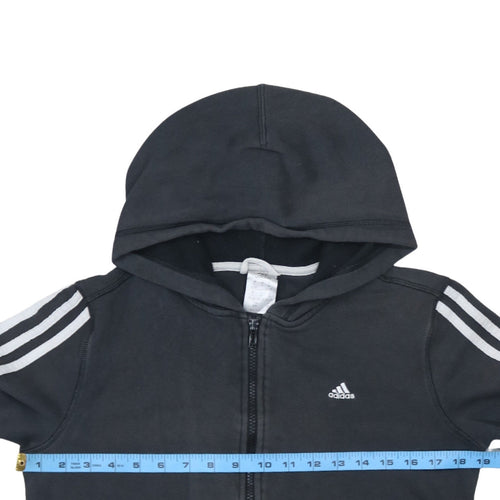 Adidas Women Black Full Zip Hoodie S Hooded Sweatshirt 8-10 UK