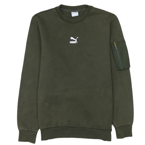 Puma Men’s Green Crew Neck Pullover Sweatshirt M Regular Fit