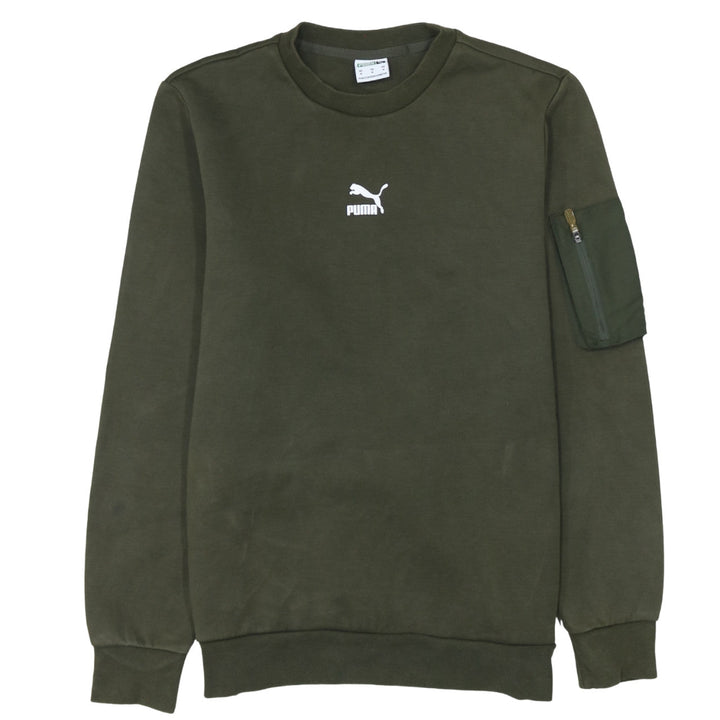 Puma Men’s Green Crew Neck Pullover Sweatshirt M Regular Fit