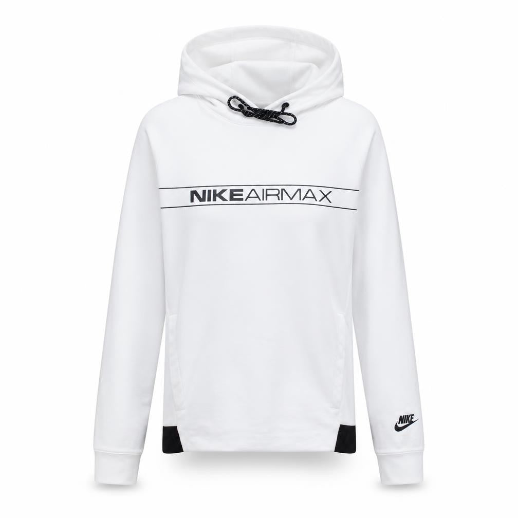 Front view of Nike Air Max White Women's Small Pullover Hoodie Sweatshirt
