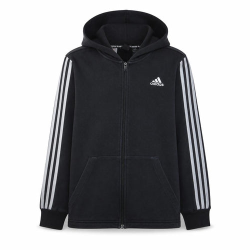 Adidas Boys Black Full Zip Hoodie 13-14 Years Regular Fit Sportswear