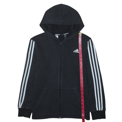 Adidas Boys Black Full Zip Hoodie 13-14 Years Regular Fit Sportswear
