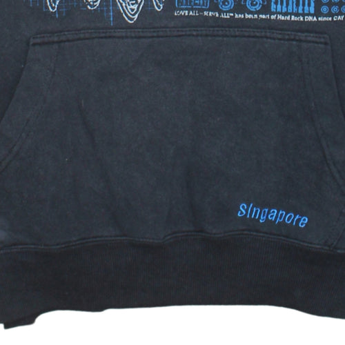 Hard Rock Cafe Men's Black Medium Pullover Hoodie Singapore Design