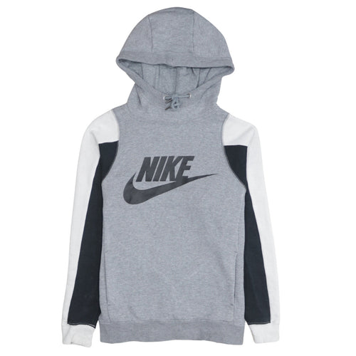 Nike Women Grey Colourblock Hoodie XS Drawstring Hooded Pullover
