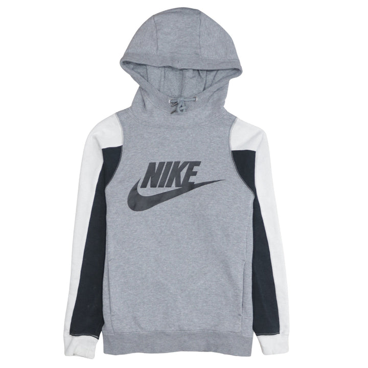 Nike Women Grey Colourblock Hoodie XS Drawstring Hooded Pullover