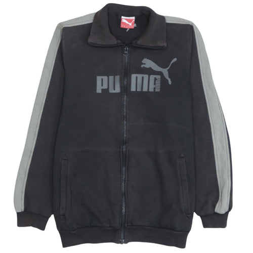 Puma Boys Black Track Jacket Size 14 Years Full Zip Fleece Activewear