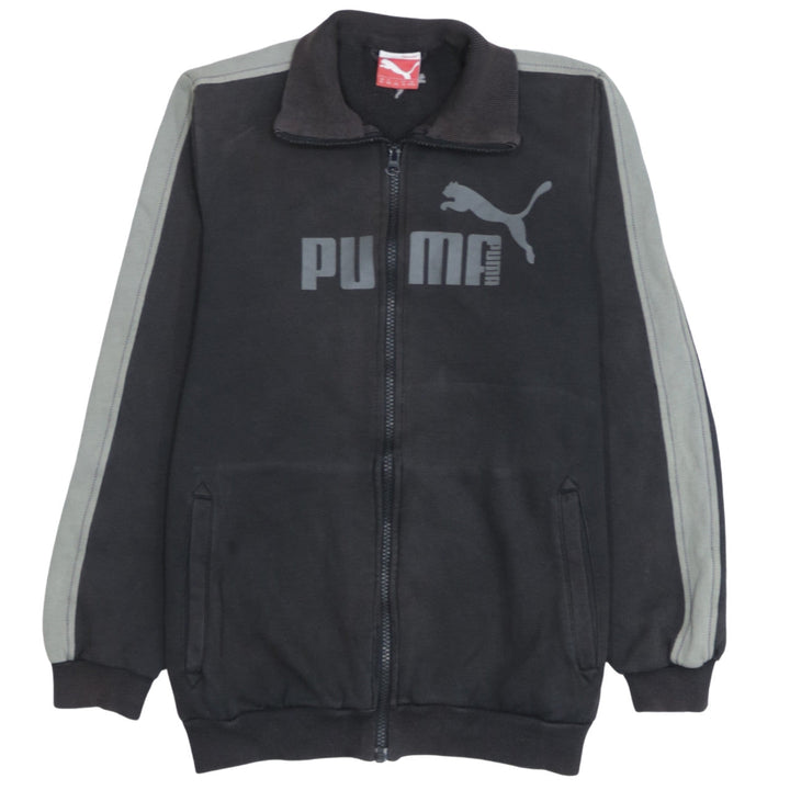 Puma Boys Black Track Jacket Size 14 Years Full Zip Fleece Activewear