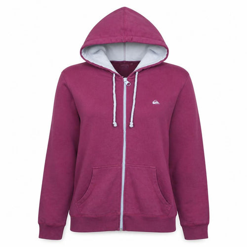 Quiksilver Womens Purple Full Zip Hoodie L Cotton Blend Casual