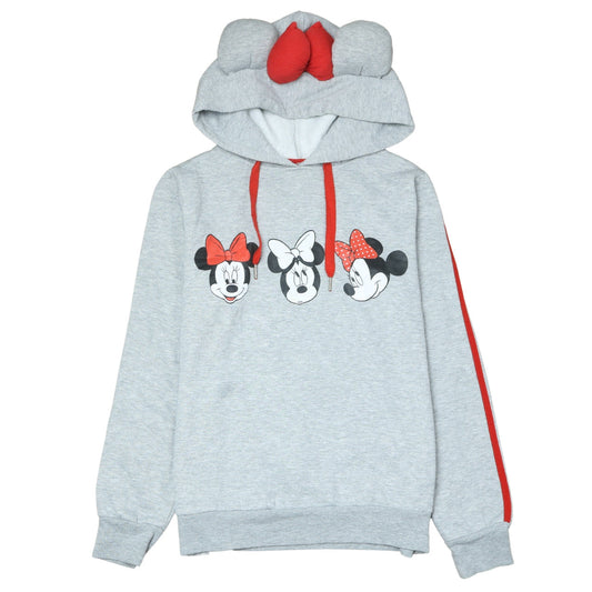 Disney Women Grey Hoodie Small Minnie Mouse Print Bow Detail