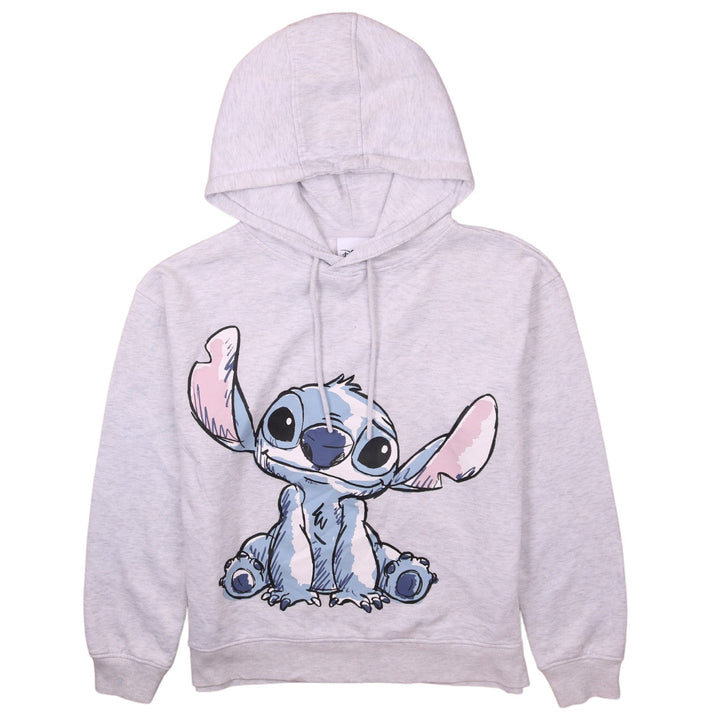 Disney Women Grey Stitch Pullover Hoodie Size S 10/12 Lined Cotton