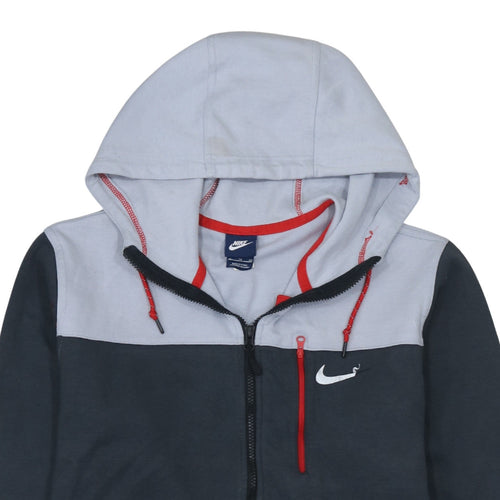 Nike Mens Grey Full Zip Hoodie XL Regular Fit Logo Hooded Sweatshirt