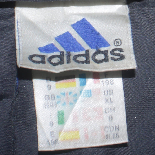 Adidas Men's Blue Black XL Football Parka Jacket Hooded Windproof