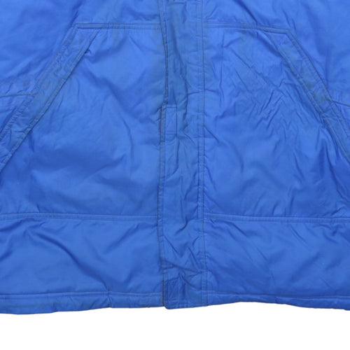 Adidas Men's Blue Black XL Football Parka Jacket Hooded Windproof