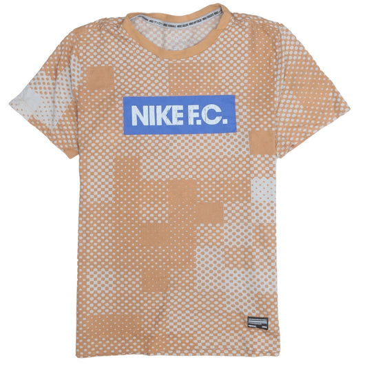 Nike F.C. Men's Beige Geometric Dri-Fit Sports T-Shirt Size S