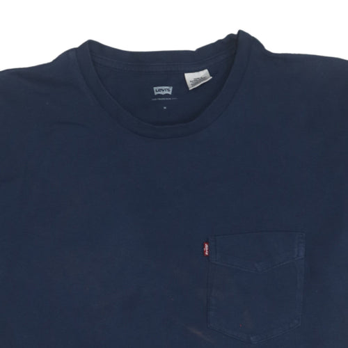 Levi's Men's Blue Cotton Crew Neck Short Sleeve T-Shirt M