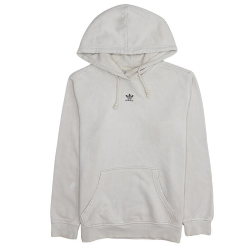Adidas Women Beige Small Pullover Hoodie Cotton Blend Casual