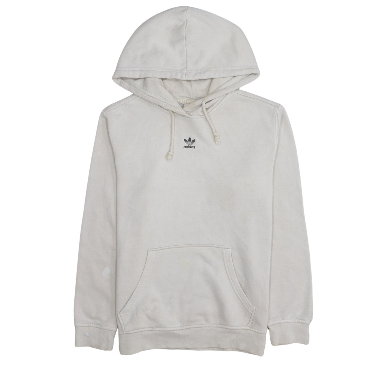 Adidas Women Beige Small Pullover Hoodie Cotton Blend Casual