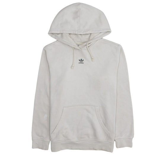 Adidas Women Beige Small Pullover Hoodie Cotton Blend Casual