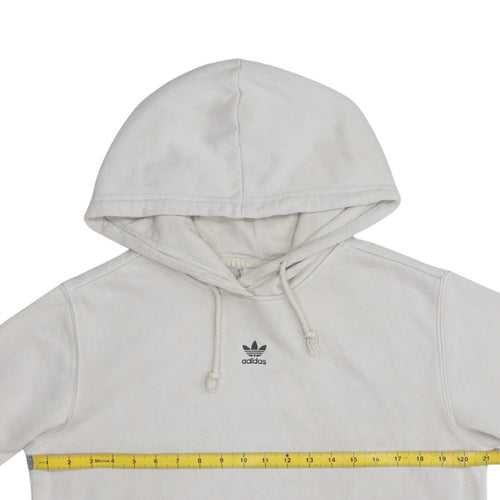 Adidas Women Beige Small Pullover Hoodie Cotton Blend Casual