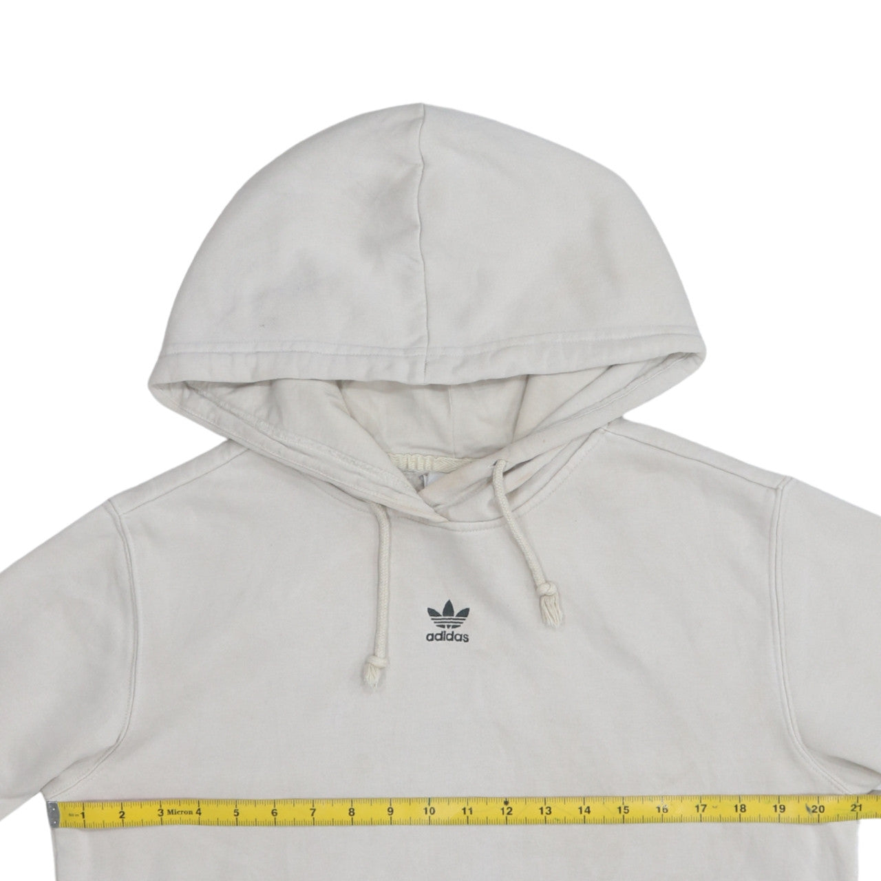 Adidas Women Beige Small Pullover Hoodie Cotton Blend Casual