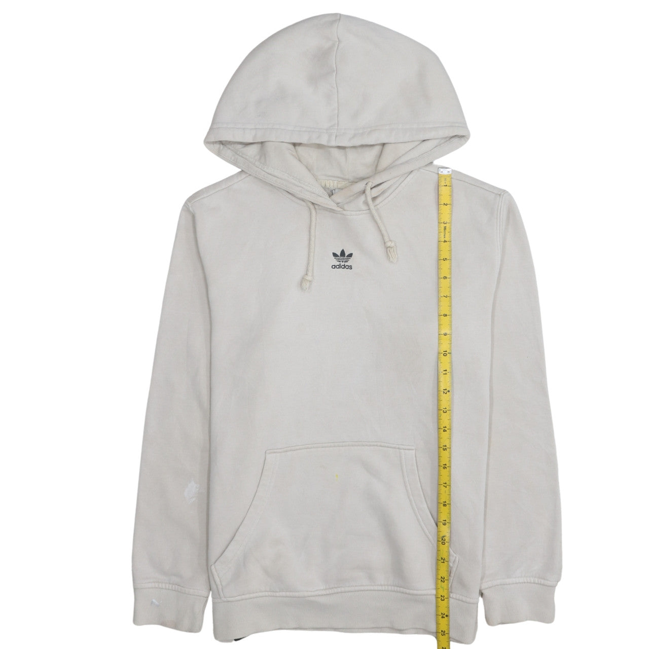 Adidas Women Beige Small Pullover Hoodie Cotton Blend Casual