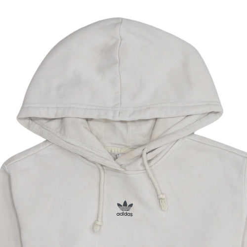 Adidas Women Beige Small Pullover Hoodie Cotton Blend Casual