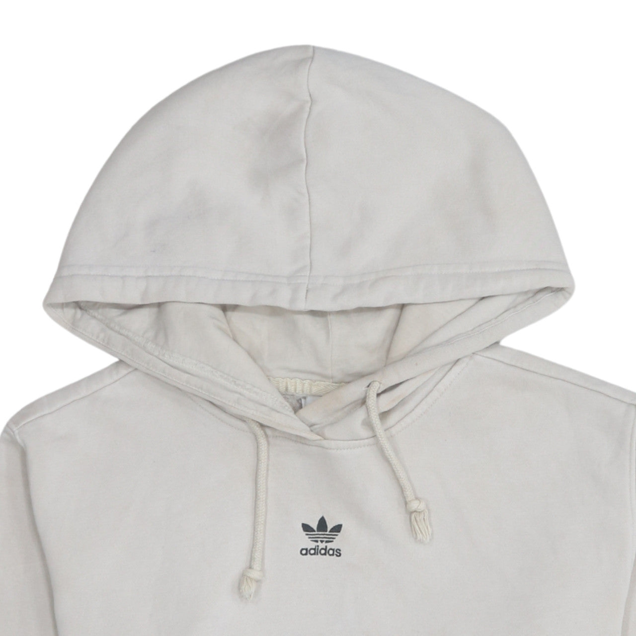 Adidas Women Beige Small Pullover Hoodie Cotton Blend Casual