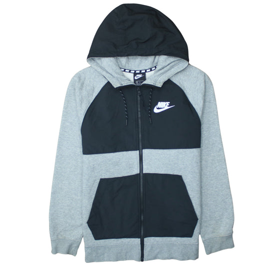 Nike Men's Grey Full Zip Hoodie M Regular Fit Logo Sportswear