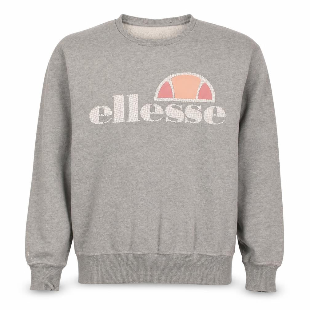 Front view of Ellesse Men's Grey Logo Pullover Sweatshirt M Regular Fit