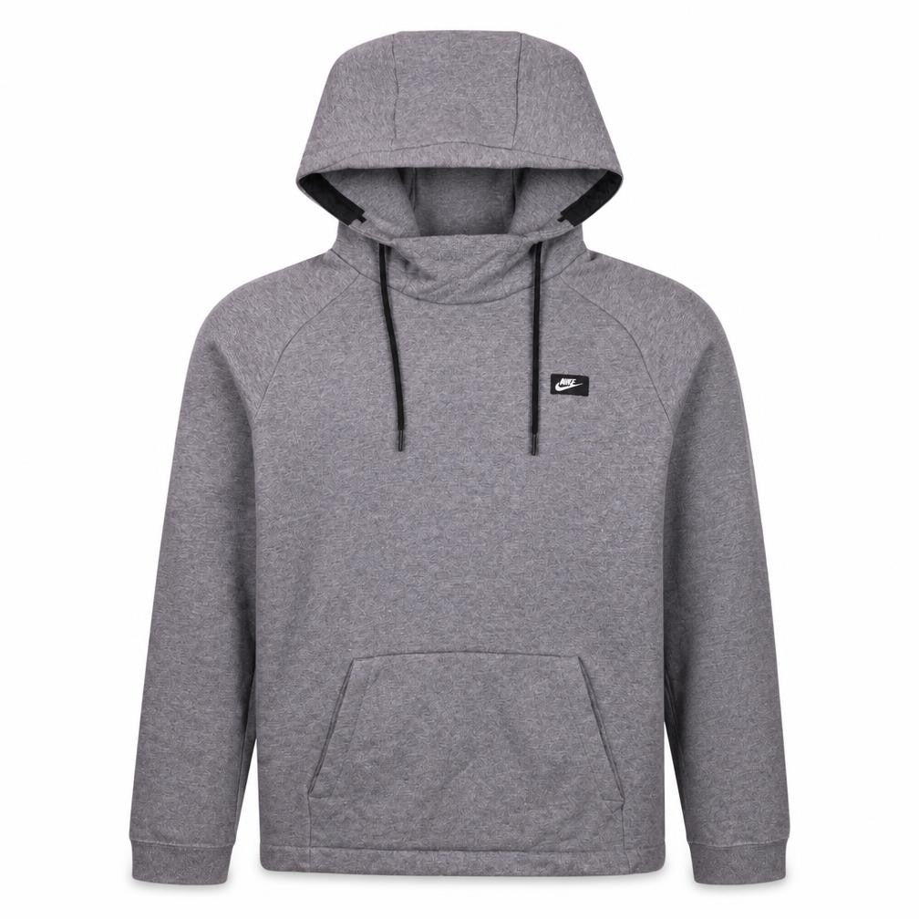 Front view of Nike Men's Grey Pullover Hoodie, size S, Regular Fit Fleece