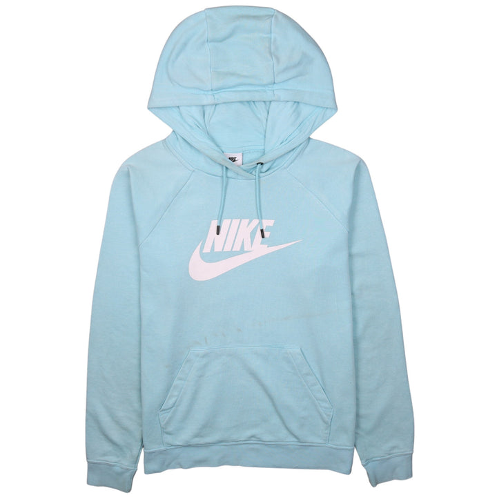 Nike Women's Blue Pullover Hoodie Medium Logo Print Casual Sportswear