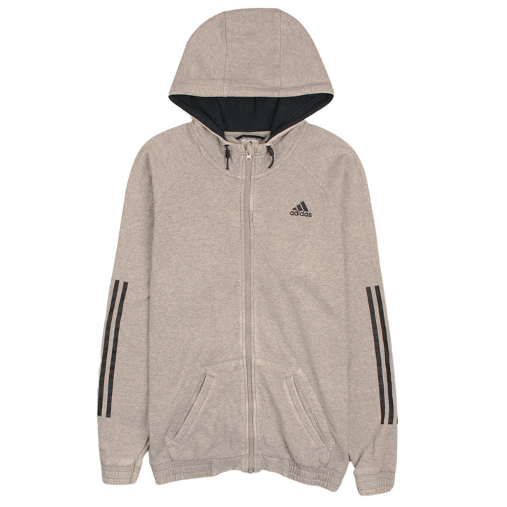 Adidas Womens Beige Full Zip Hoodie Size L Cotton Blend Sportswear