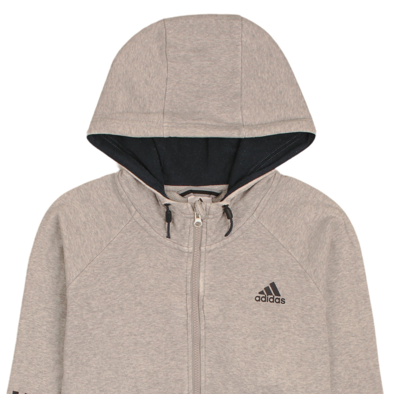 Adidas Womens Beige Full Zip Hoodie Size L Cotton Blend Sportswear