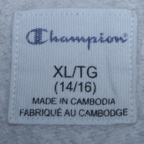Champion Boys Grey Pullover Hoodie XL (14-16 Years) Logo Fleece Sweatshirt
