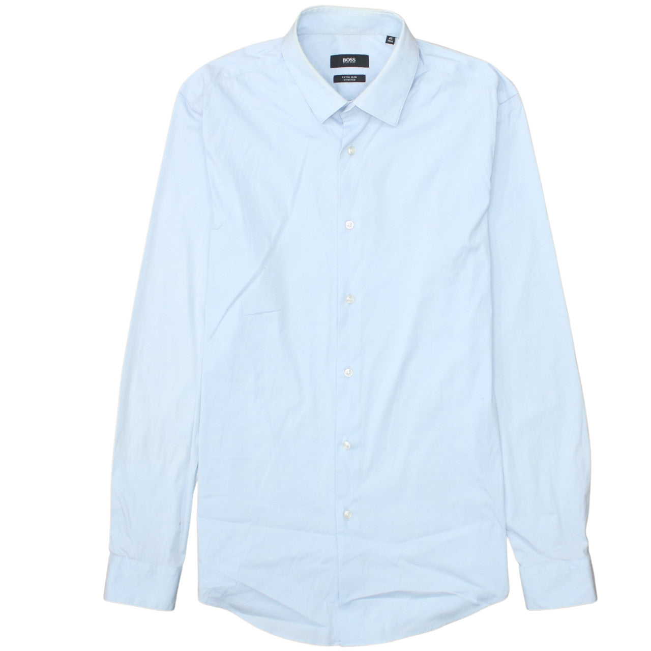 Hugo Boss Mens Blue Extra Slim Fit Stretch Button-Up Shirt 15.5in