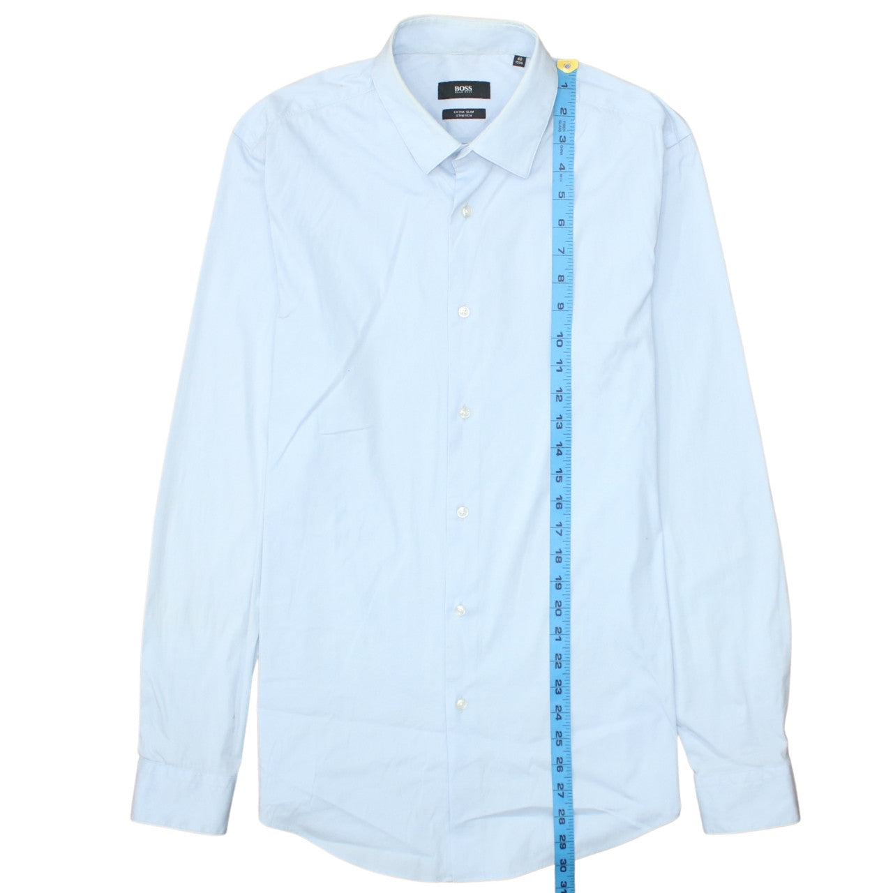 Hugo Boss Mens Blue Extra Slim Fit Stretch Button-Up Shirt 15.5in