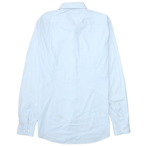 Hugo Boss Mens Blue Extra Slim Fit Stretch Button-Up Shirt 15.5in
