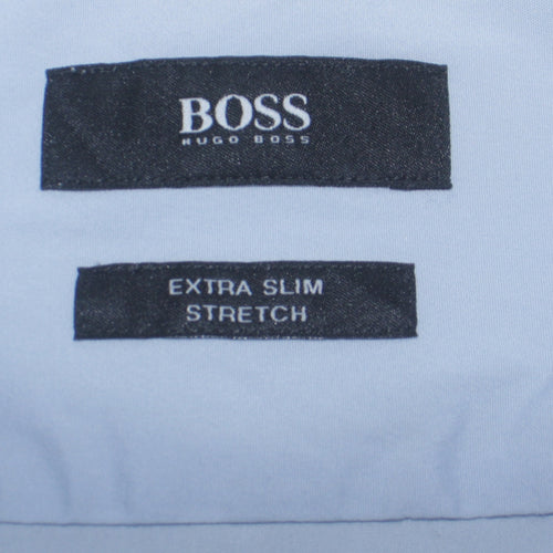 Hugo Boss Mens Blue Extra Slim Fit Stretch Button-Up Shirt 15.5in