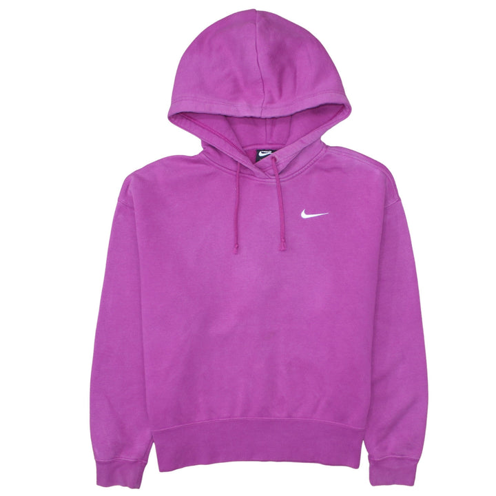 Nike Womens Pink Pullover Hoodie Medium Cotton Blend Logo Sweatshirt