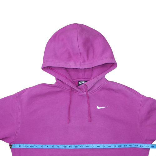 Nike Womens Pink Pullover Hoodie Medium Cotton Blend Logo Sweatshirt
