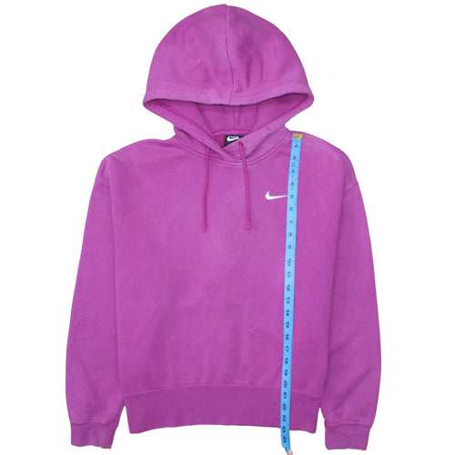 Nike Womens Pink Pullover Hoodie Medium Cotton Blend Logo Sweatshirt
