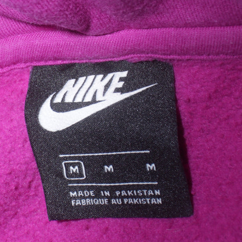 Nike Womens Pink Pullover Hoodie Medium Cotton Blend Logo Sweatshirt