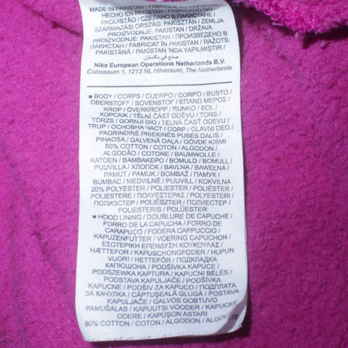 Nike Womens Pink Pullover Hoodie Medium Cotton Blend Logo Sweatshirt