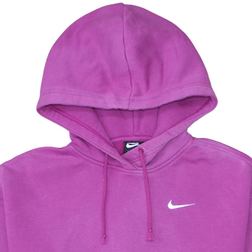 Nike Womens Pink Pullover Hoodie Medium Cotton Blend Logo Sweatshirt