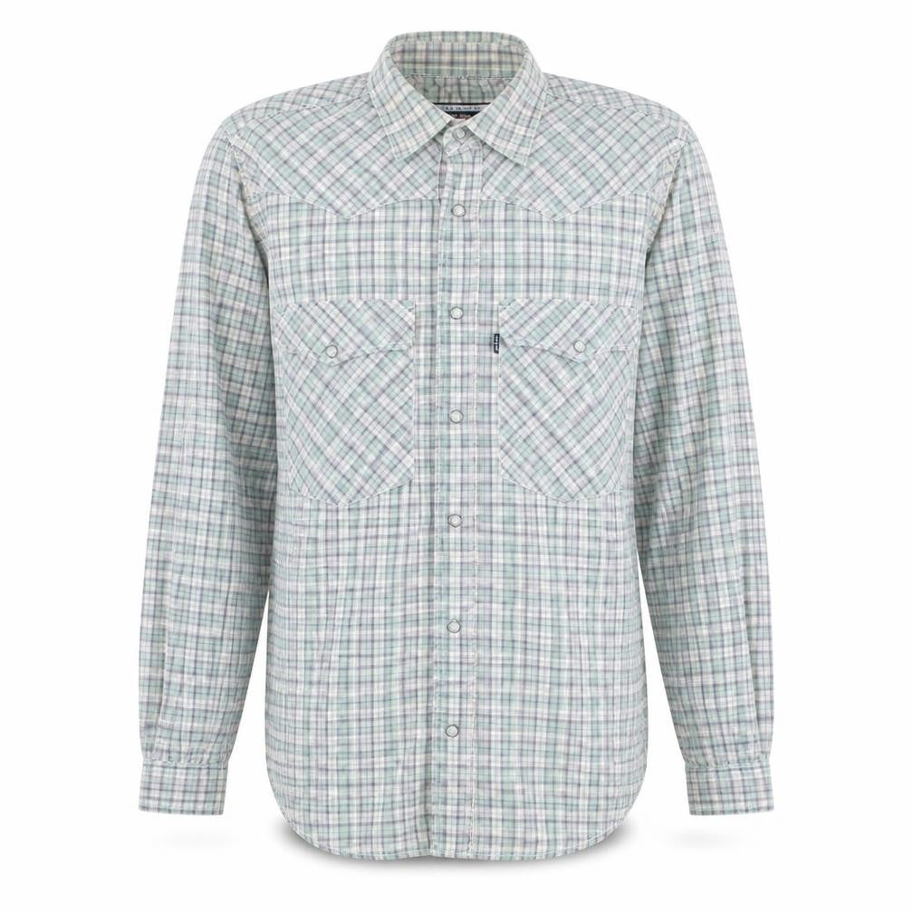 Front view of Levi's Men's Green Check Long Sleeve Western Shirt, size S