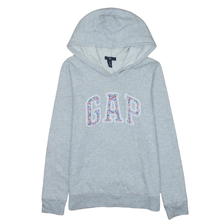 GAP Womens Grey Floral Logo Pullover Hoodie Size S