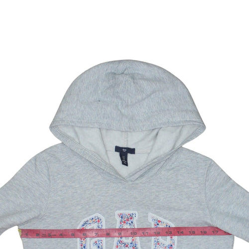 GAP Womens Grey Floral Logo Pullover Hoodie Size S
