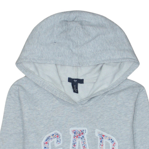 GAP Womens Grey Floral Logo Pullover Hoodie Size S