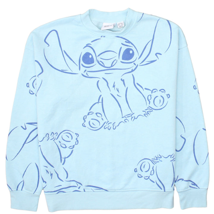 Disney Women Blue Stitch Pullover Sweatshirt Size S