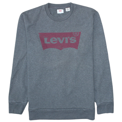 Levi's Men's Grey Logo Crew Neck Pullover Sweatshirt Size L
